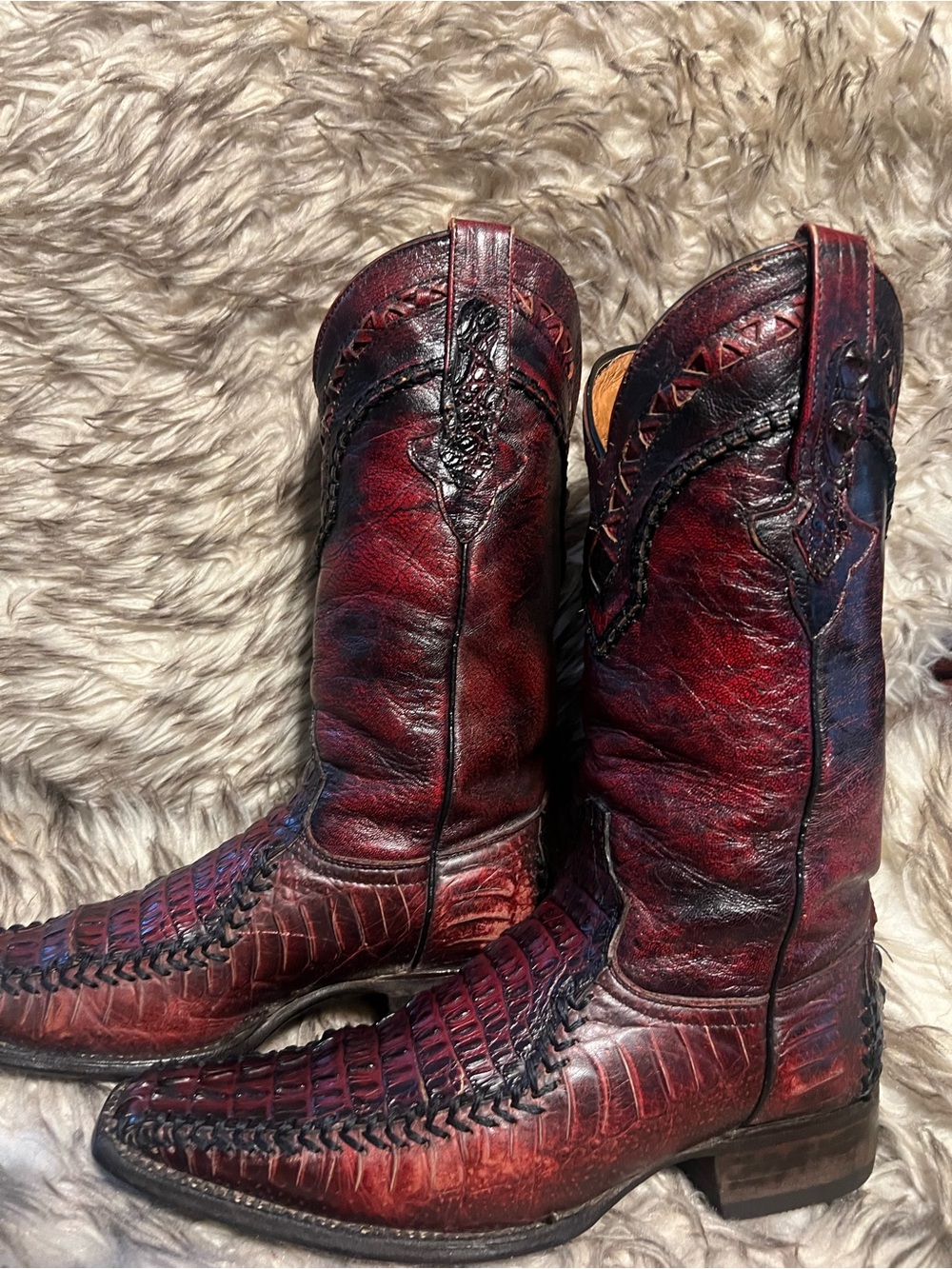 Men's Burgundy Exotic Leather Cowboy Boots size 26 Mex - 7 US - Picture 11 of 16